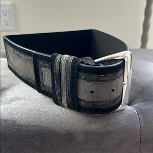 WHBM Black and Gray Suede Belt, Size XS